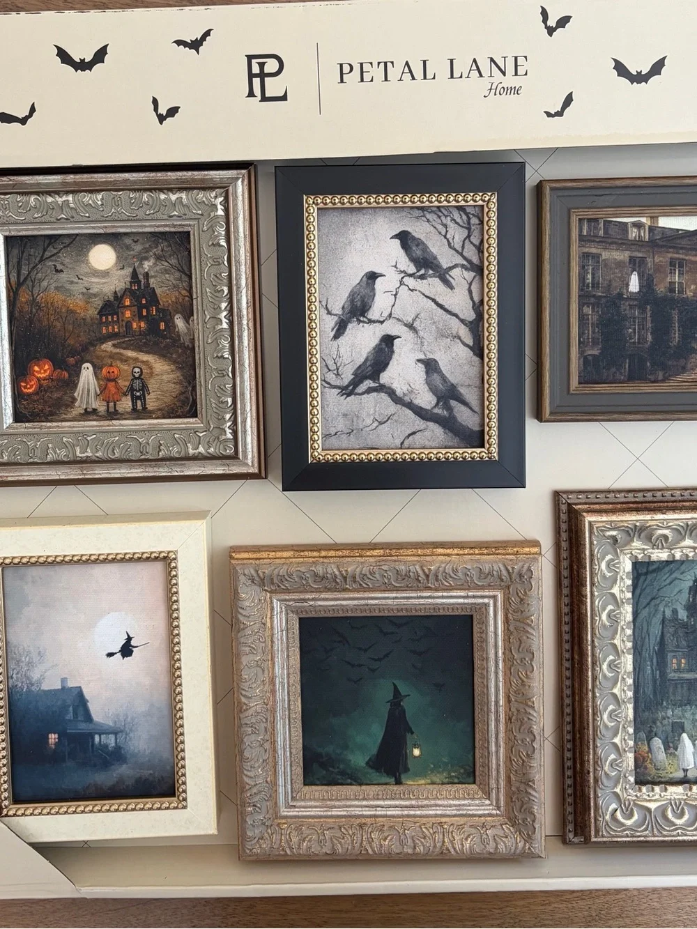 Petal Lane Home Halloween Framed Art Set of 6 Gothic Wall Décor NIB VHTF SET